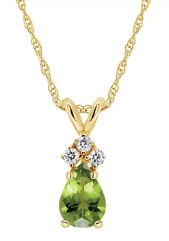 Cheapest ❤️ 14K Gold 7x5 Pear Shape Peridot Diamond Accent Pendant by Belk & Co. 🎉 -DealsBelk & Co. Store Belk 27274
