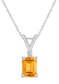 Outlet 🛒 14K Gold 7x5 Emerald Cut Citrine Diamond Accent Pendant by Belk & Co. ✨ -DealsBelk & Co. Store Belk 27279