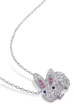 Outlet 😉 Lab Created 1.09 ct. t.g.w. Created Pink and White and Blue Sapphire Bunny Necklace in Sterling Silver by Belk & Co. 👏 -DealsBelk & Co. Store Belk 27289