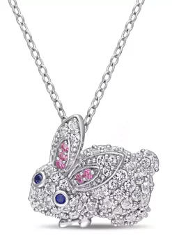 Outlet 😉 Lab Created 1.09 ct. t.g.w. Created Pink and White and Blue Sapphire Bunny Necklace in Sterling Silver by Belk & Co. 👏 -DealsBelk & Co. Store Belk 27290