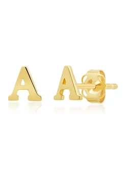 Outlet 🧨 14K Yellow Gold Letter (A) Stud Earrings by Belk & Co. 🔥
