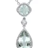 Flash Sale ⌛ 5 CT TGW Green Quartz and Created White Sapphire Teardrop Halo Pendant with Chain in Sterling Silver by Belk & Co. 🔔