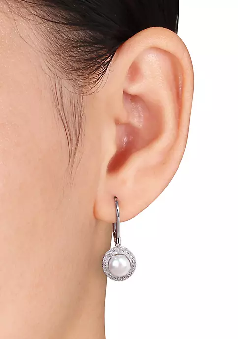 Outlet ⌛ 0.05 ct. t.w. Diamond and White Cultured Freshwater Pearl Earrings in Sterling Silver by Belk & Co. 🎁 2 Outlet ⌛ 0.05 ct. t.w. Diamond and White Cultured Freshwater Pearl Earrings in Sterling Silver by Belk & Co. 🎁 - Image 2