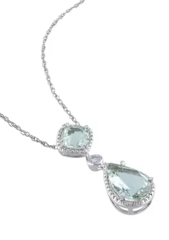 Flash Sale ⌛ 5 CT TGW Green Quartz and Created White Sapphire Teardrop Halo Pendant with Chain in Sterling Silver by Belk & Co. 🔔 -DealsBelk & Co. Store Belk 27302
