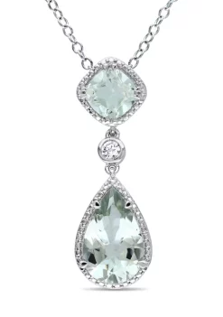 Flash Sale ⌛ 5 CT TGW Green Quartz and Created White Sapphire Teardrop Halo Pendant with Chain in Sterling Silver by Belk & Co. 🔔 -DealsBelk & Co. Store Belk 27303