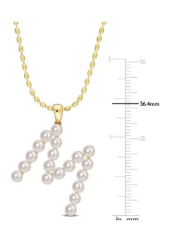 Best reviews of 🎉 3.5-4 mm Cultured Freshwater Pearl 'M' Initial Pendant with Chain in Yellow Plated Sterling Silver by Belk & Co. ✨ -DealsBelk & Co. Store Belk 27306
