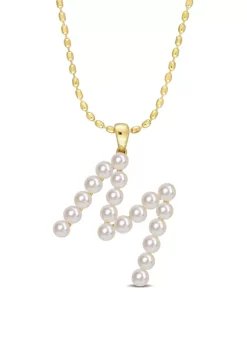 Best reviews of 🎉 3.5-4 mm Cultured Freshwater Pearl 'M' Initial Pendant with Chain in Yellow Plated Sterling Silver by Belk & Co. ✨ -DealsBelk & Co. Store Belk 27308
