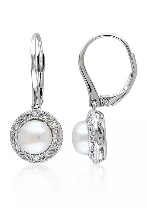 Outlet ⌛ 0.05 ct. t.w. Diamond and White Cultured Freshwater Pearl Earrings in Sterling Silver by Belk & Co. 🎁 3 Outlet ⌛ 0.05 ct. t.w. Diamond and White Cultured Freshwater Pearl Earrings in Sterling Silver by Belk & Co. 🎁 - Image 3