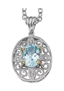 Best reviews of ⭐ 1.6 ct. t.w. Sky Blue Topaz and 1/10 ct. t.w. Diamond Necklace in Sterling Silver and 14K Gold True Two-Tone by Belk & Co. ✔️ -DealsBelk & Co. Store Belk 27311