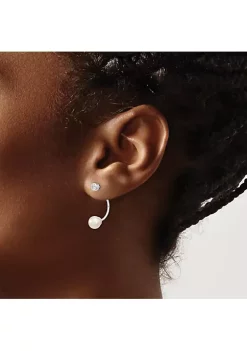 New 🎁 Sterling Silver Rhodium-plated Cubic Zirconia Freshwater Cultured Pearl Front/Back Post Dangle Earrings by Belk & Co. 🔔 -DealsBelk & Co. Store Belk 27314