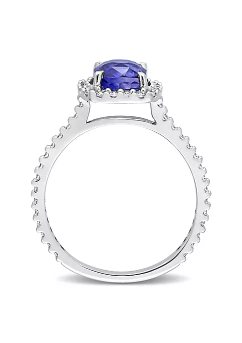 Flash Sale ⌛ 2 ct. t.g.w. Blue Sapphire and 1/3 ct. t.w. Diamond Halo Cocktail Ring in 14K White Gold by Belk & Co. 🤩 4 Flash Sale ⌛ 2 ct. t.g.w. Blue Sapphire and 1/3 ct. t.w. Diamond Halo Cocktail Ring in 14K White Gold by Belk & Co. 🤩 - Image 4