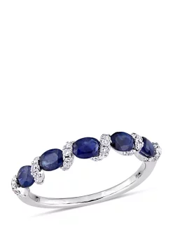 Cheap 🎉 7/8 ct. t.w. Oval Sapphire and 1/4 ct. t.w. Diamond Ribbon Ring in 14k White Gold by Belk & Co. 🛒 -DealsBelk & Co. Store Belk 27328