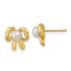 Best Sale 🎉 14K Yellow Gold 3-4mm White Button Freshwater Cultured Pearl Post Earrings by Belk & Co. 🤩