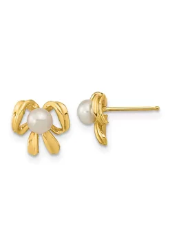 Best Sale 🎉 14K Yellow Gold 3-4mm White Button Freshwater Cultured Pearl Post Earrings by Belk & Co. 🤩 -DealsBelk & Co. Store Belk 27348