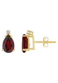 Hot Sale 🌟 14K Gold 8x5 Pear Shape Garnet Diamond Accent Earrings by Belk & Co. 🤩 -DealsBelk & Co. Store Belk 27358