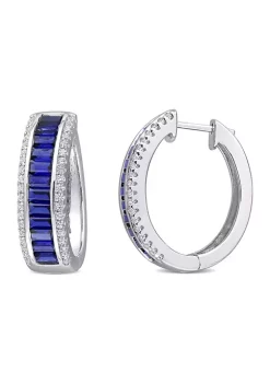 Best Sale ❤️ 5.12 ct. t.w. Lab Created Blue and White Sapphire Hoop Earrings in Sterling Silver by Belk & Co. 👏 7 Best Sale ❤️ 5.12 ct. t.w. Lab Created Blue and White Sapphire Hoop Earrings in Sterling Silver by Belk & Co. 👏 -DealsBelk & Co. Store Belk 27369
