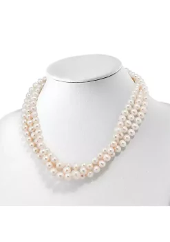 Top 10 ✔️ Sterling Silver Rhodium-plated 6-11mm White Freshwater Cultured Pearl 3-Strand Grad Necklace by Belk & Co. ❤️ -DealsBelk & Co. Store Belk 27372