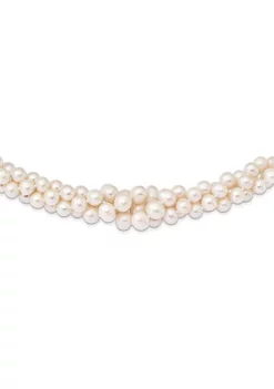 Top 10 ✔️ Sterling Silver Rhodium-plated 6-11mm White Freshwater Cultured Pearl 3-Strand Grad Necklace by Belk & Co. ❤️ -DealsBelk & Co. Store Belk 27375