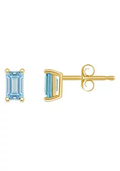 Deals ⭐ 14K Gold 5x3 Emerald Cut Aquamarine Earrings by Belk & Co. 🔥 -DealsBelk & Co. Store Belk 27385