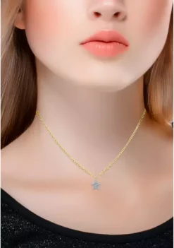 Cheapest 🎉 1/10 ct. t.w. Diamond Star Necklace on 15-1/2 inch Chain with 2" Extender, 18K Gold over Silver by Belk & Co. 😀 -DealsBelk & Co. Store Belk 27395