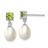 Flash Sale 😉 1.225 ct. t.w. Peridot and Freshwater Cultured Pearl Rhodium-plated 7-8mm Teardrop Earrings in Sterling Silver by Belk & Co. 🌟