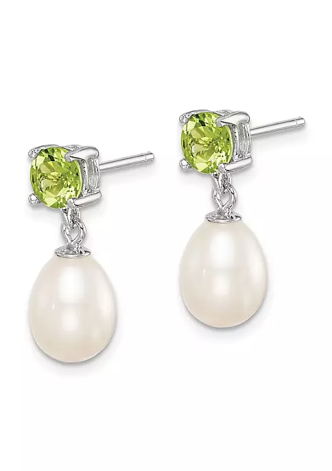 Flash Sale 😉 1.225 ct. t.w. Peridot and Freshwater Cultured Pearl Rhodium-plated 7-8mm Teardrop Earrings in Sterling Silver by Belk & Co. 🌟 2 Flash Sale 😉 1.225 ct. t.w. Peridot and Freshwater Cultured Pearl Rhodium-plated 7-8mm Teardrop Earrings in Sterling Silver by Belk & Co. 🌟 - Image 2