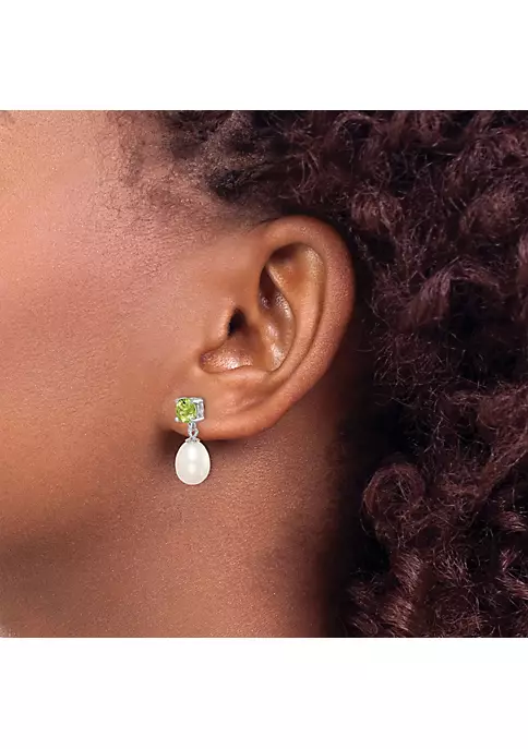 Flash Sale 😉 1.225 ct. t.w. Peridot and Freshwater Cultured Pearl Rhodium-plated 7-8mm Teardrop Earrings in Sterling Silver by Belk & Co. 🌟 3 Flash Sale 😉 1.225 ct. t.w. Peridot and Freshwater Cultured Pearl Rhodium-plated 7-8mm Teardrop Earrings in Sterling Silver by Belk & Co. 🌟 - Image 3
