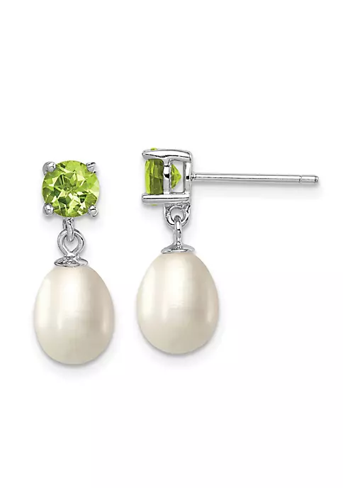 Flash Sale 😉 1.225 ct. t.w. Peridot and Freshwater Cultured Pearl Rhodium-plated 7-8mm Teardrop Earrings in Sterling Silver by Belk & Co. 🌟 5 Flash Sale 😉 1.225 ct. t.w. Peridot and Freshwater Cultured Pearl Rhodium-plated 7-8mm Teardrop Earrings in Sterling Silver by Belk & Co. 🌟 - Image 5