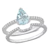 New 🔔 Pear Aquamarine and 1/4 CT TW Diamond Bridal Ring Set in 14k White Gold by Belk & Co. 😀