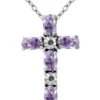 Buy 🎉 7/8 ct. t.w. Amethyst and Diamond Cross Necklace, Sterling Silver by Belk & Co. 🎉