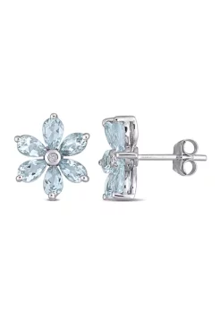 Wholesale 🌟 2.16 ct. t.w. Aquamarine and Diamond Accent Floral Stud Earrings in 14k White Gold by Belk & Co. ⭐ -DealsBelk & Co. Store Belk 27432