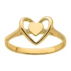 Deals 🌟 14K Yellow Gold Polished Textured Heart with Heart Frame Ring by Belk & Co. 🔥