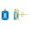 Hot Sale ✨ 14K Gold 8x6 Emerald Cut Blue Topaz Diamond Accent Earrings by Belk & Co. 😍