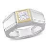 Flash Sale 😀 Lab Created Moissanite Solitaire Men's Ring in 2-Tone Sterling Silver with Yellow Gold Plating by Belk & Co. 🌟