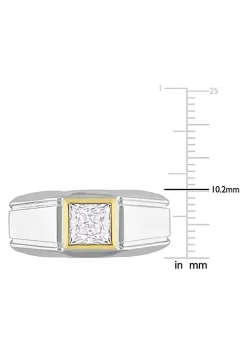 Flash Sale 😀 Lab Created Moissanite Solitaire Men's Ring in 2-Tone Sterling Silver with Yellow Gold Plating by Belk & Co. 🌟 -DealsBelk & Co. Store Belk 27458