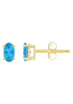 Buy 🛒 14K Gold 5x3 Oval Blue Topaz Earrings by Belk & Co. 🌟 -DealsBelk & Co. Store Belk 27479