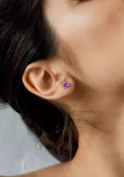 Deals 👏 2.60 ct. t.g.w. Amethyst Bezel Style Stud Earrings in Sterling Silver by Belk & Co. 🎉 -DealsBelk & Co. Store Belk 27497