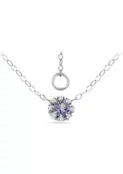 Best deal ⌛ 3/8 ct. 5MM Round Tanzanite and White Topaz Crown Necklace on 16 inch Chain with Extender, Sterling Silver by Belk & Co. 🌟