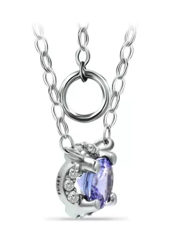 Best deal ⌛ 3/8 ct. 5MM Round Tanzanite and White Topaz Crown Necklace on 16 inch Chain with Extender, Sterling Silver by Belk & Co. 🌟 -DealsBelk & Co. Store Belk 27501