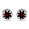 Best Sale ✔️ 1-3/4 ct. 6MM Round Garnet and White Topaz Crown Stud Earrings, Sterling Silver by Belk & Co. ✨