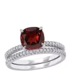 Budget 🔔 2 Piece 3.1 ct. t.w. Garnet and 1/4 ct. t.w. Diamond Bridal Set in 14k White Gold by Belk & Co. 😀