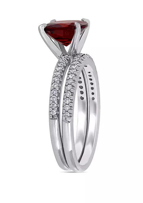 Budget 🔔 2 Piece 3.1 ct. t.w. Garnet and 1/4 ct. t.w. Diamond Bridal Set in 14k White Gold by Belk & Co. 😀 2 Budget 🔔 2 Piece 3.1 ct. t.w. Garnet and 1/4 ct. t.w. Diamond Bridal Set in 14k White Gold by Belk & Co. 😀 - Image 2