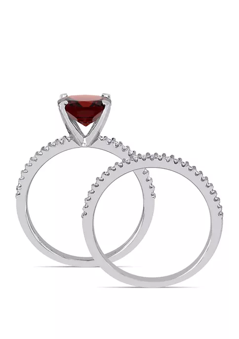 Budget 🔔 2 Piece 3.1 ct. t.w. Garnet and 1/4 ct. t.w. Diamond Bridal Set in 14k White Gold by Belk & Co. 😀 3 Budget 🔔 2 Piece 3.1 ct. t.w. Garnet and 1/4 ct. t.w. Diamond Bridal Set in 14k White Gold by Belk & Co. 😀 - Image 3