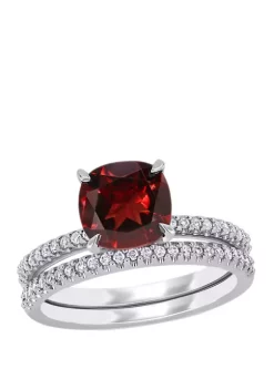 Budget 🔔 2 Piece 3.1 ct. t.w. Garnet and 1/4 ct. t.w. Diamond Bridal Set in 14k White Gold by Belk & Co. 😀 7 Budget 🔔 2 Piece 3.1 ct. t.w. Garnet and 1/4 ct. t.w. Diamond Bridal Set in 14k White Gold by Belk & Co. 😀 -DealsBelk & Co. Store Belk 27520