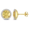 Cheapest 🎁 7/8 CT TGW Citrine and 1/4 CT TW Diamond Margarita Style Stud Earrings in 10k Yellow Gold by Belk & Co. 🤩