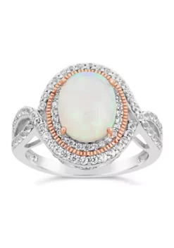Promo 🎁 Lab Created 1.5 ct. t.w. Created Opal and White Topaz Ring in Sterling Silver by Belk & Co. 😍 -DealsBelk & Co. Store Belk 2753