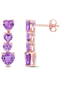 Flash Sale ⭐ 3.12 CT TGW Heart Shape Amethyst Drop Earrings in 10k Rose Gold by Belk & Co. 🌟 -DealsBelk & Co. Store Belk 27536