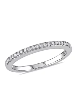Discount ❤️ 1/10 ct. t.w. Diamond Wedding Band in 10K White Gold by Belk & Co. 😍