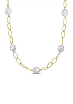 Best Sale ✨ 14-15mm Cultured Freshwater Coin Pearl Station Chain Necklace in 18k Yellow Gold Plated Sterling Silver by Belk & Co. 🥰