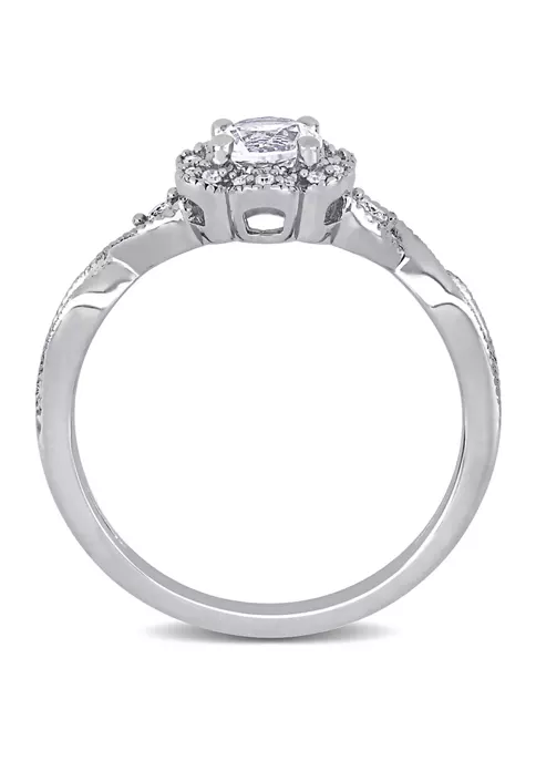 Best deal ⌛ Lab Created 5/8 CT TGW Created White Sapphire and 1/10 CT TW Diamond Vintage Floral Ring in Sterling Silver by Belk & Co. ⌛ 4 Best deal ⌛ Lab Created 5/8 CT TGW Created White Sapphire and 1/10 CT TW Diamond Vintage Floral Ring in Sterling Silver by Belk & Co. ⌛ - Image 4